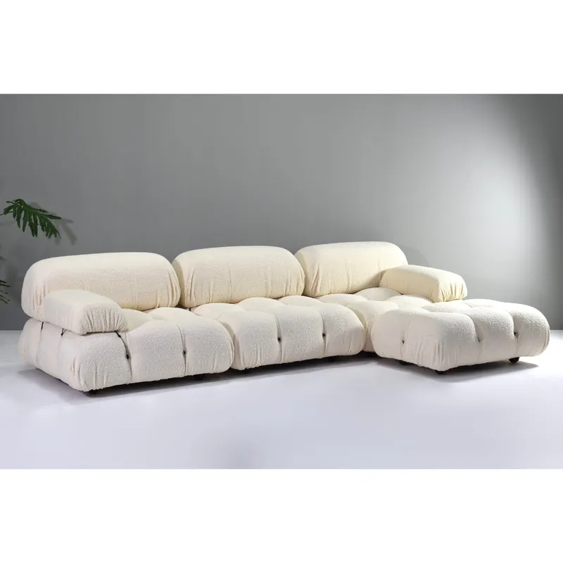 The bouclé modular sofa in creamy bouclé, view 2