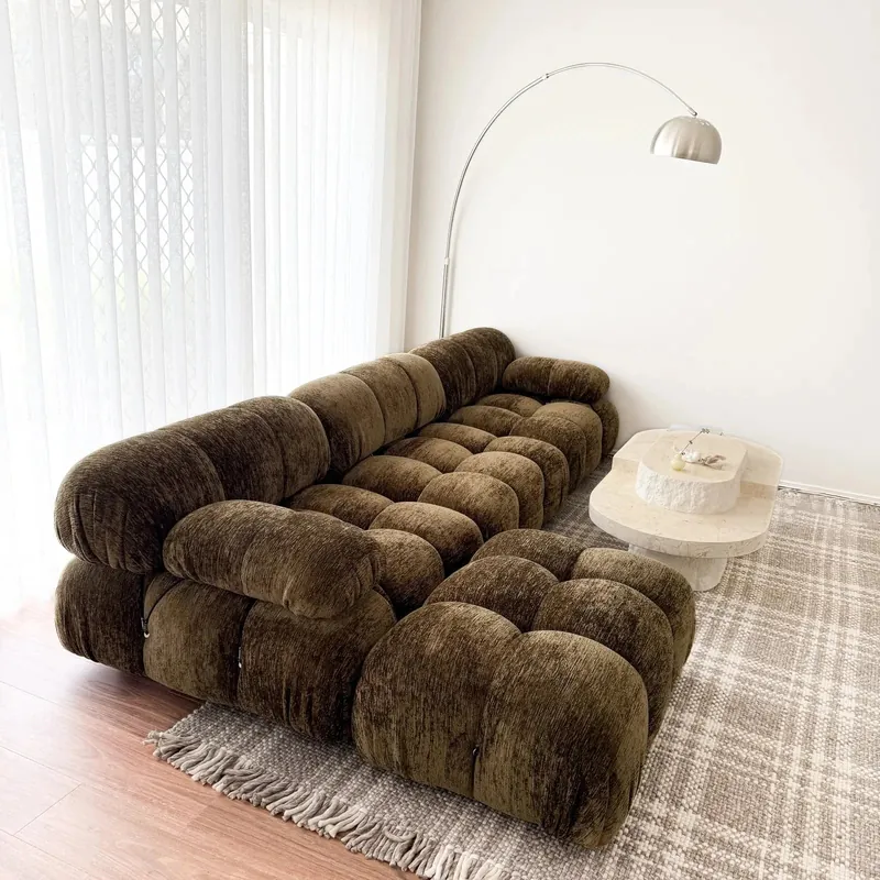 The chenille modular sofa in chenille, view 3