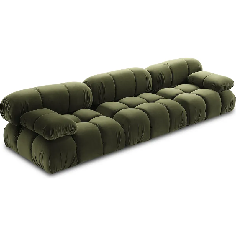 The green velvet modular sofa in forest green, view 3