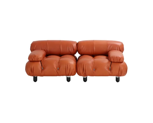 Bellini Style Modular Leather Sofa in cognac