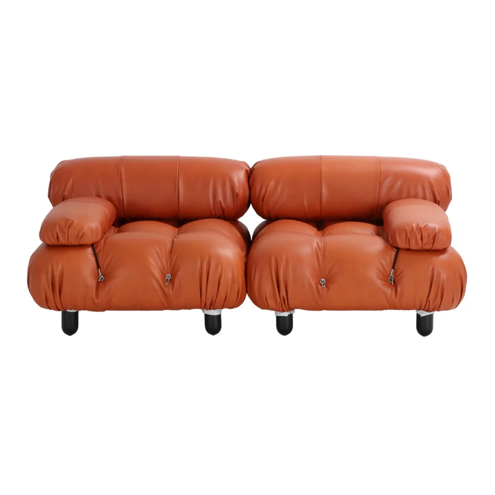 Bellini Style Modular Leather Sofa in cognac
