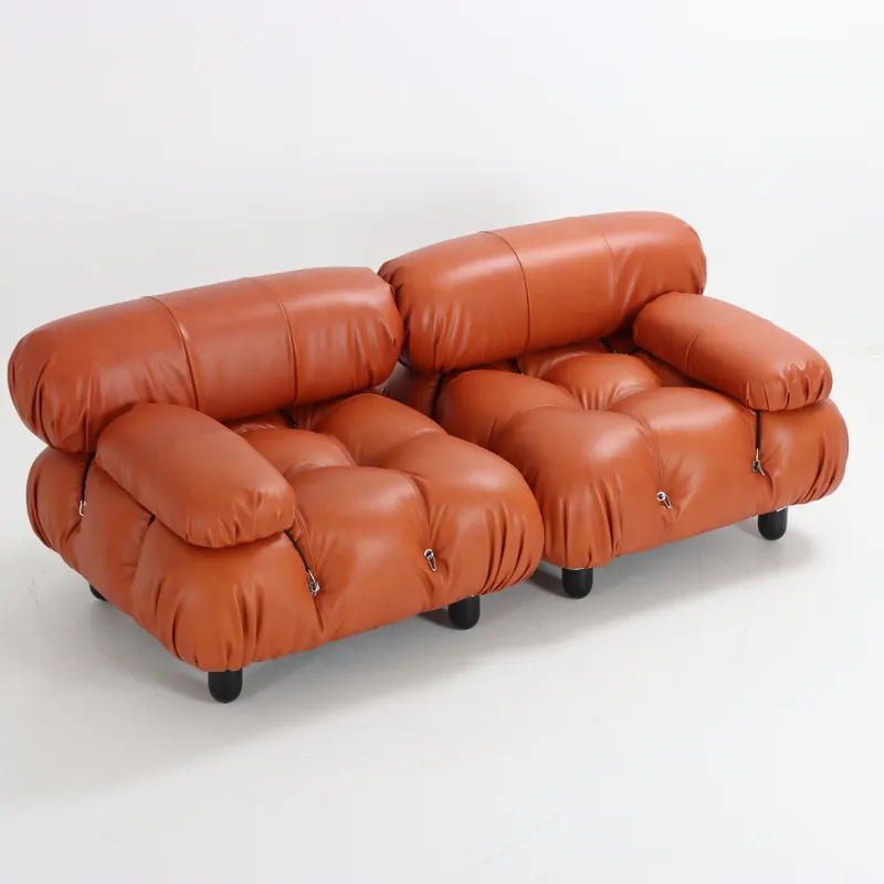 The leather modular sofa in cognac, view 2