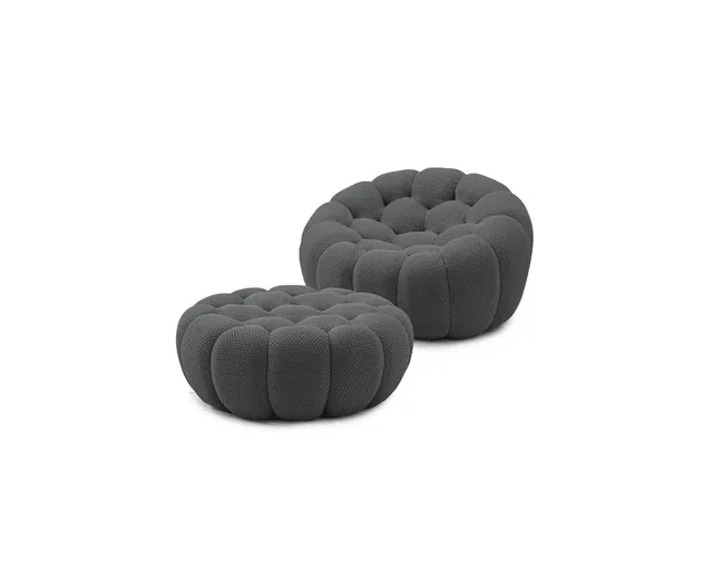 Bubble Armchair & Ottoman Set in Charcoal