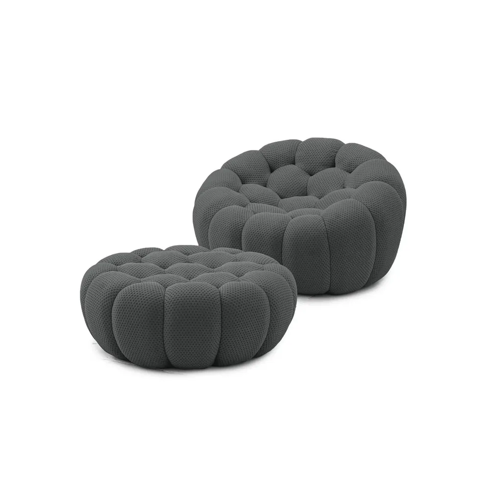 Bubble Armchair & Ottoman Set in Charcoal