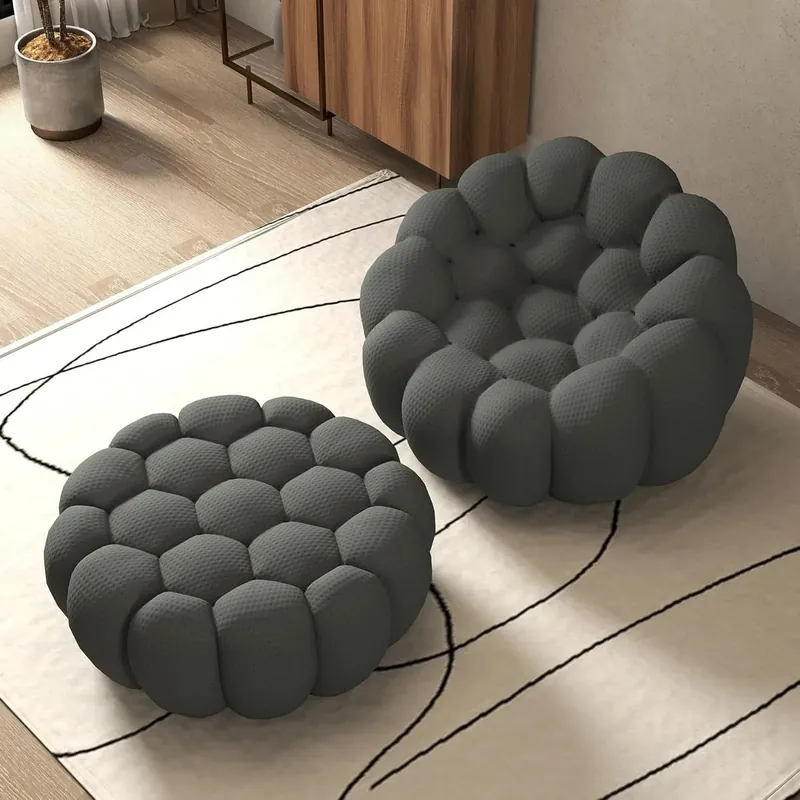 The bubble armchair and ottoman set in charcoal, view 2