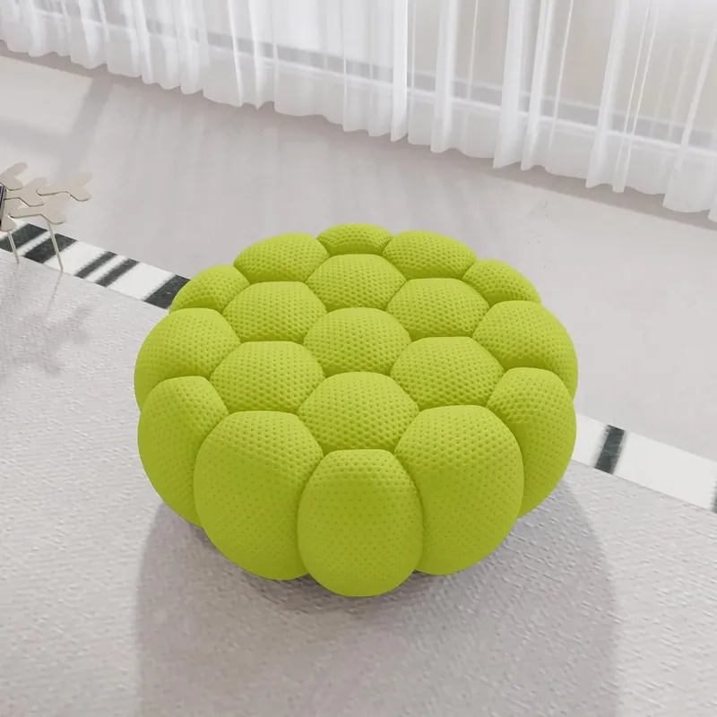 The bubble ottoman in lime green, view 2