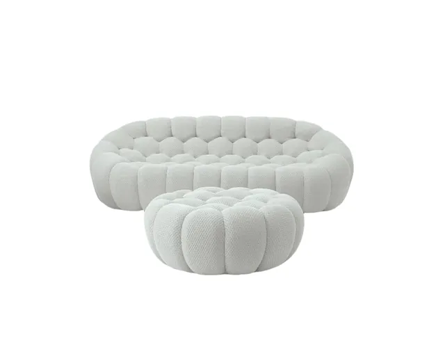 Bubble Three-Seater & Ottoman Set in Light Grey