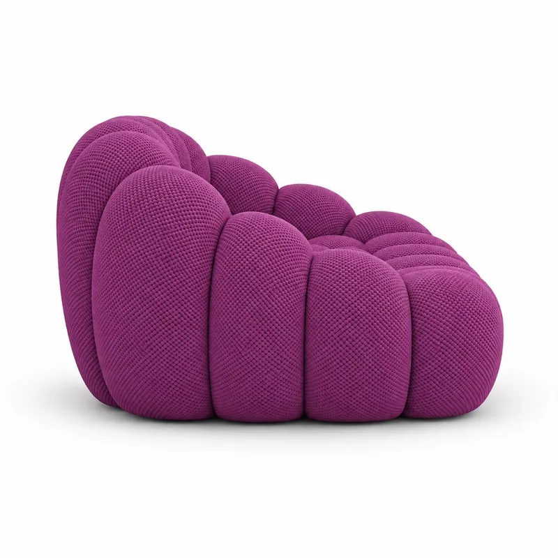 The bubble three-seater sofa in plum purple, view 2