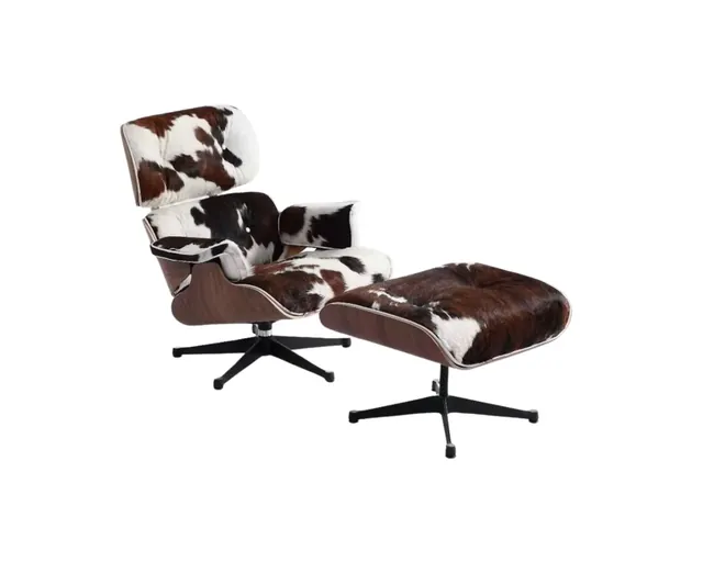 Eames Style Lounge Chair & Ottoman in Pony Skin, pony skin