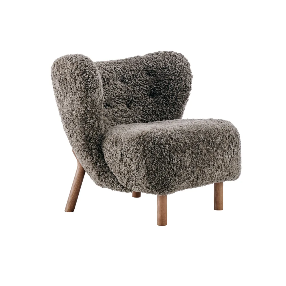 The sheepskin button-back chair in grey