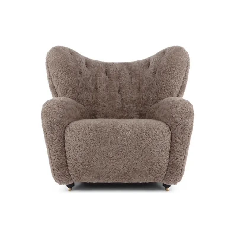 The sheepskin wing armchair in brown
