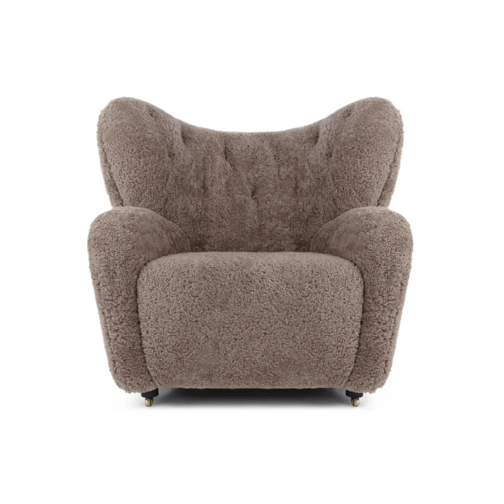 The sheepskin wing armchair in brown