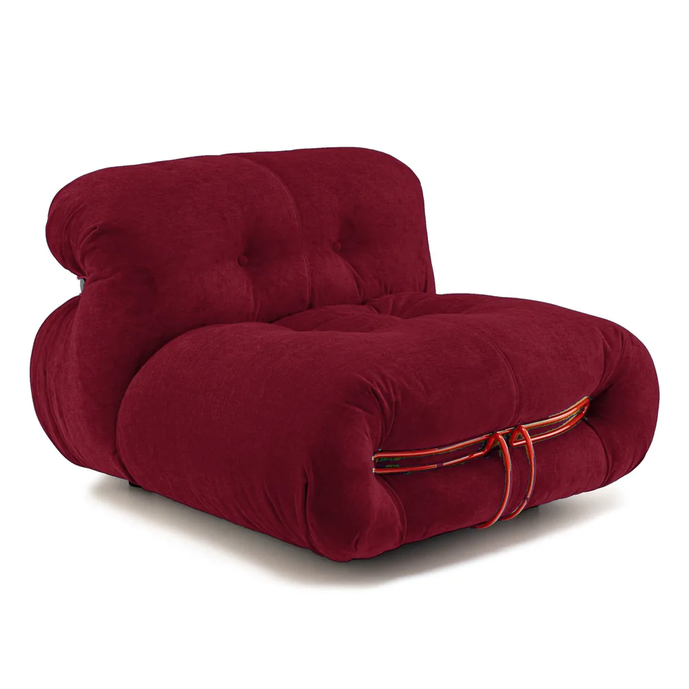 Soriana Style Armless Lounger in Burgundy