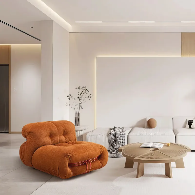 The Soriana style armless lounger in rust orange, view 5