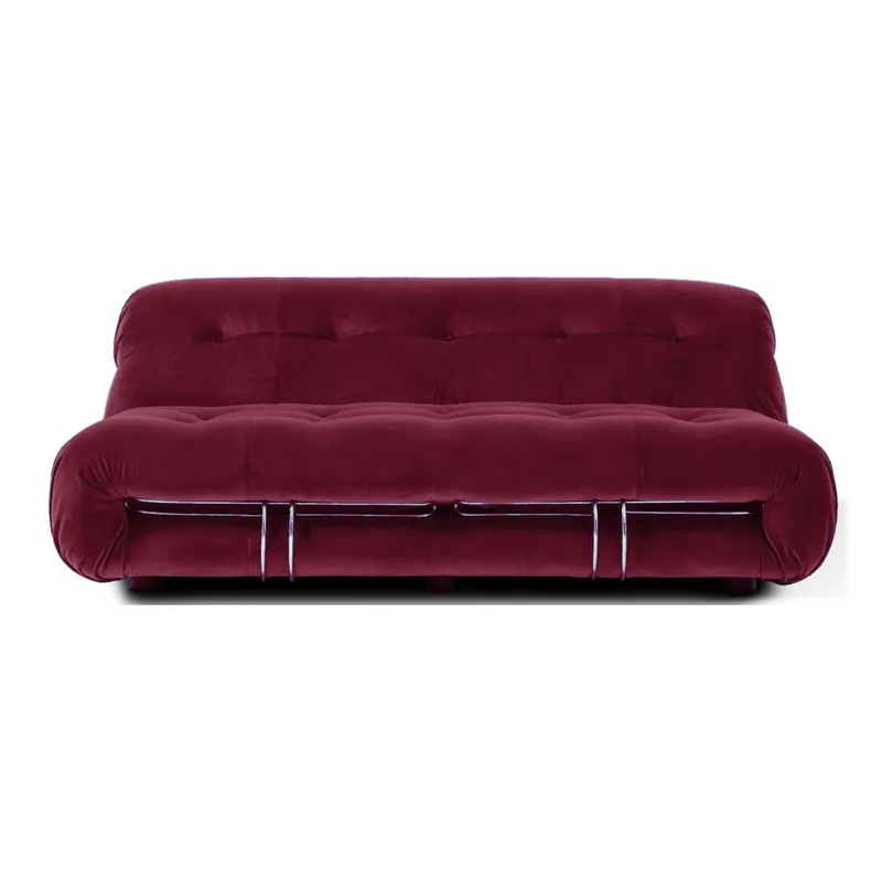 Soriana Style Two-Seater Sofa in Burgundy