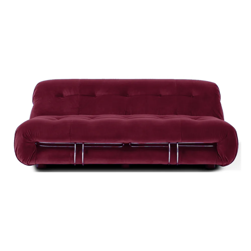 Soriana Style Two-Seater Sofa in Burgundy