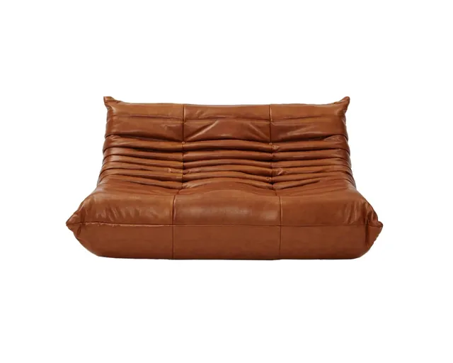 Togo Style 2-Seater Sofa in cognac