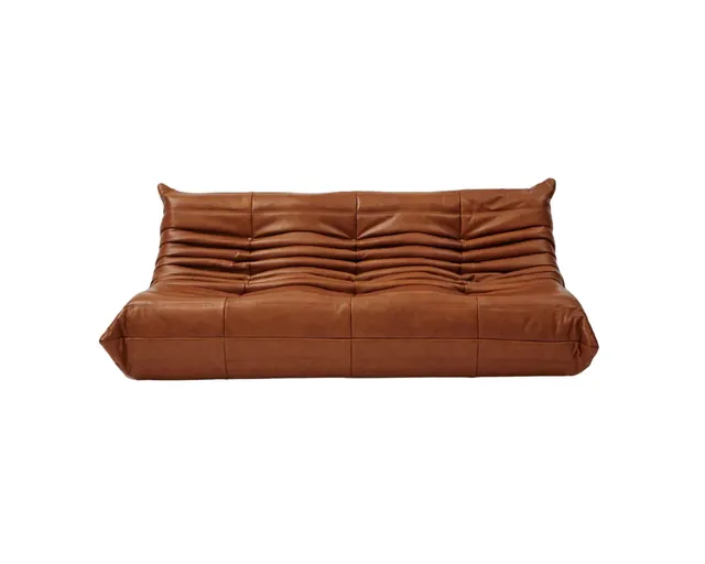 Togo Style 3-Seater Sofa in cognac