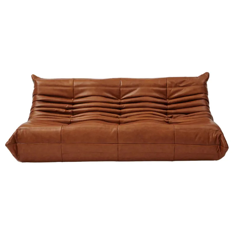Togo Style 3-Seater Sofa in cognac