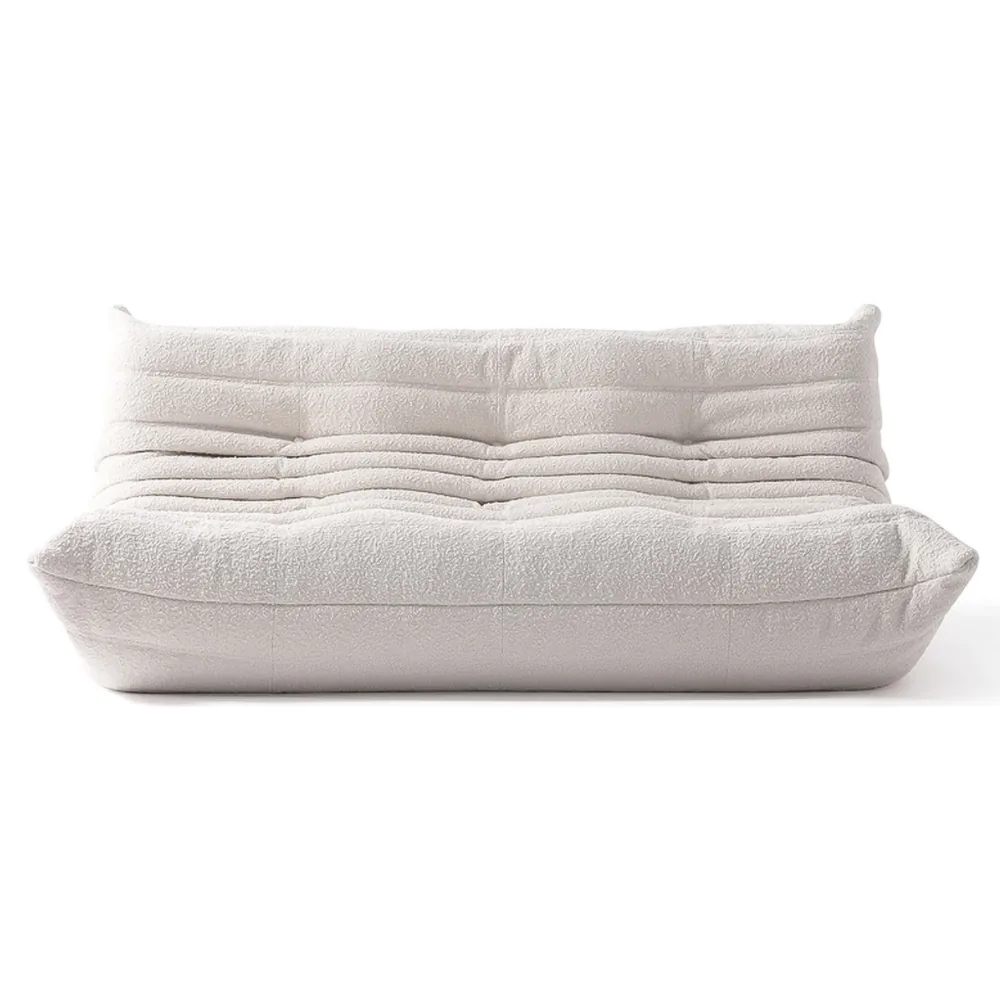 Togo Style Sofa in cream bouclé