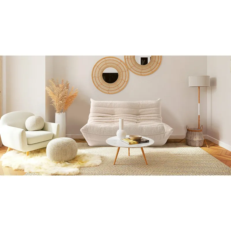 The bouclé sofa in cream bouclé, view 2