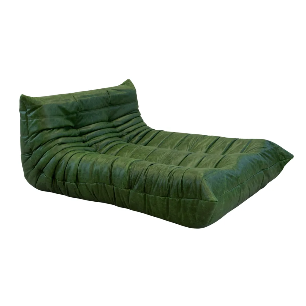 Togo Style Chaise Lounge in forest green