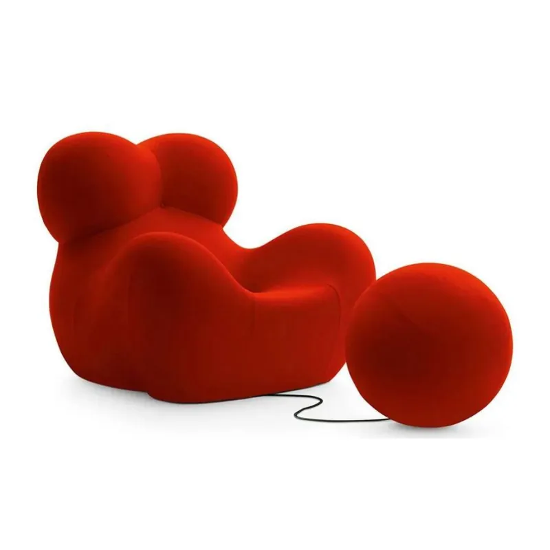 Up Style Armchair & Ottoman in Red